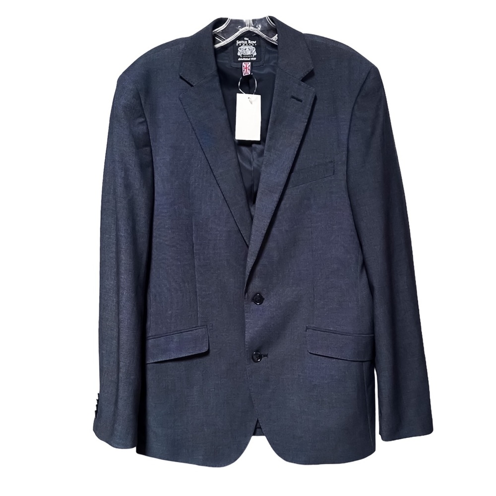 Savile Row Co. Mayfair Blue Notch Lapel Two Button Suit Jacket